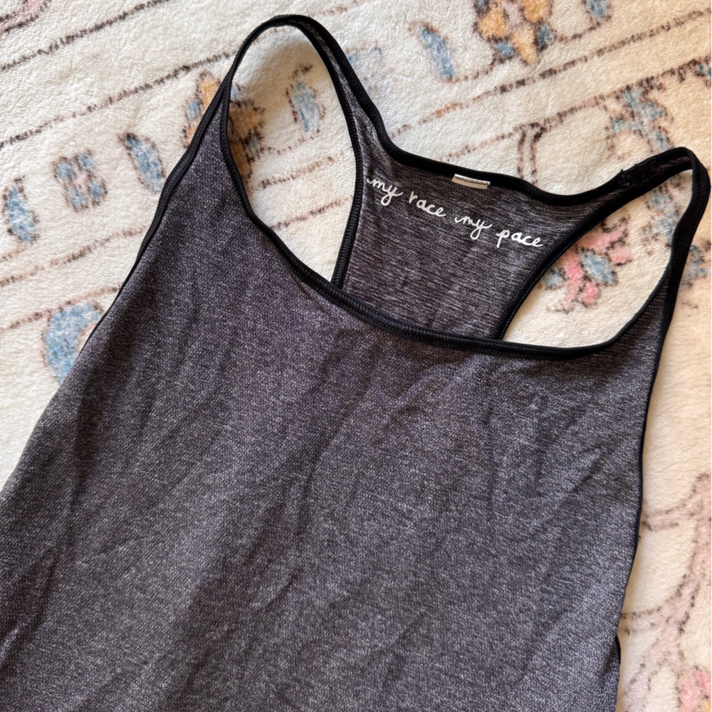 lululemon athletica Heather Charcoal Racerback Tank - Black Trim
